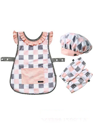 Potdemiel粉色方格圍裙