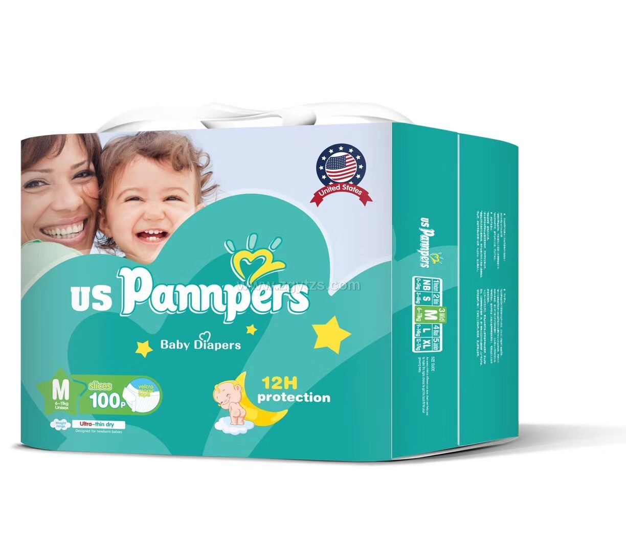 uspannpers全芯體大環腰紙尿褲盒裝M100片