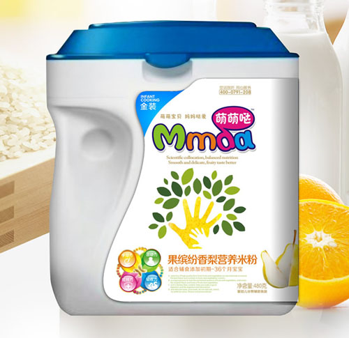 萌萌噠480克手拿桶果繽紛香梨營養米粉