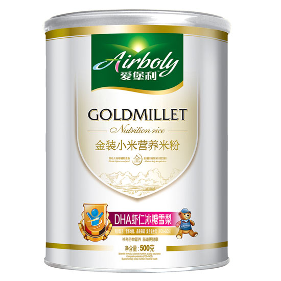 愛堡利DHA蝦仁冰糖雪梨小米米粉500g聽裝