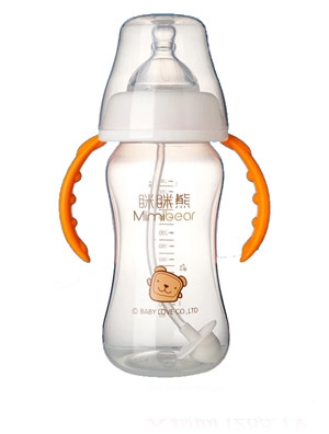 瞇瞇熊PP寬口徑自動吸管奶瓶280ml