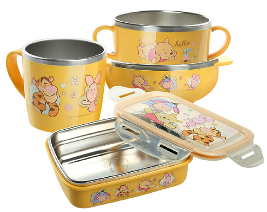 迪士尼不銹鋼維尼寶寶碗餐具套裝