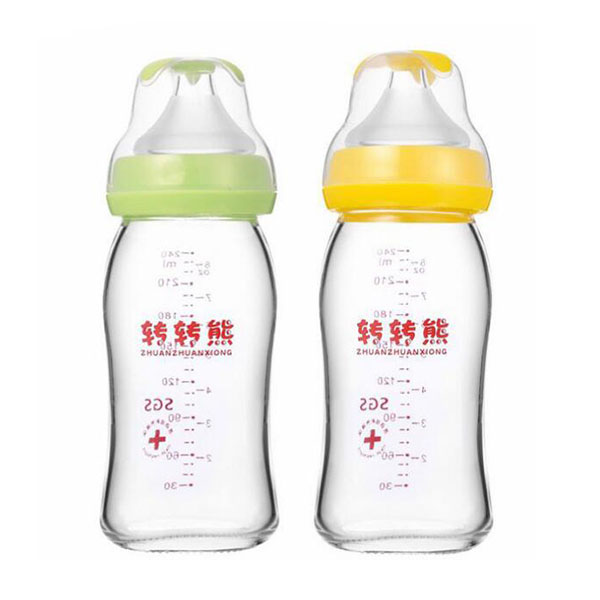 轉轉熊鈦金玻璃奶瓶 寬口徑抗摔奶瓶240ML