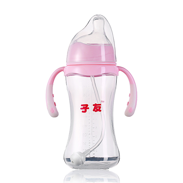 子友偏頭奶瓶粉色